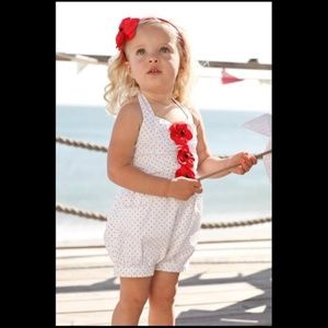 12-18M Janie & Jack Vintage Bloom Pin Dot Romper